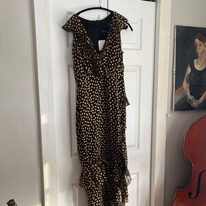 Black and yellow polka dot Saloni dress